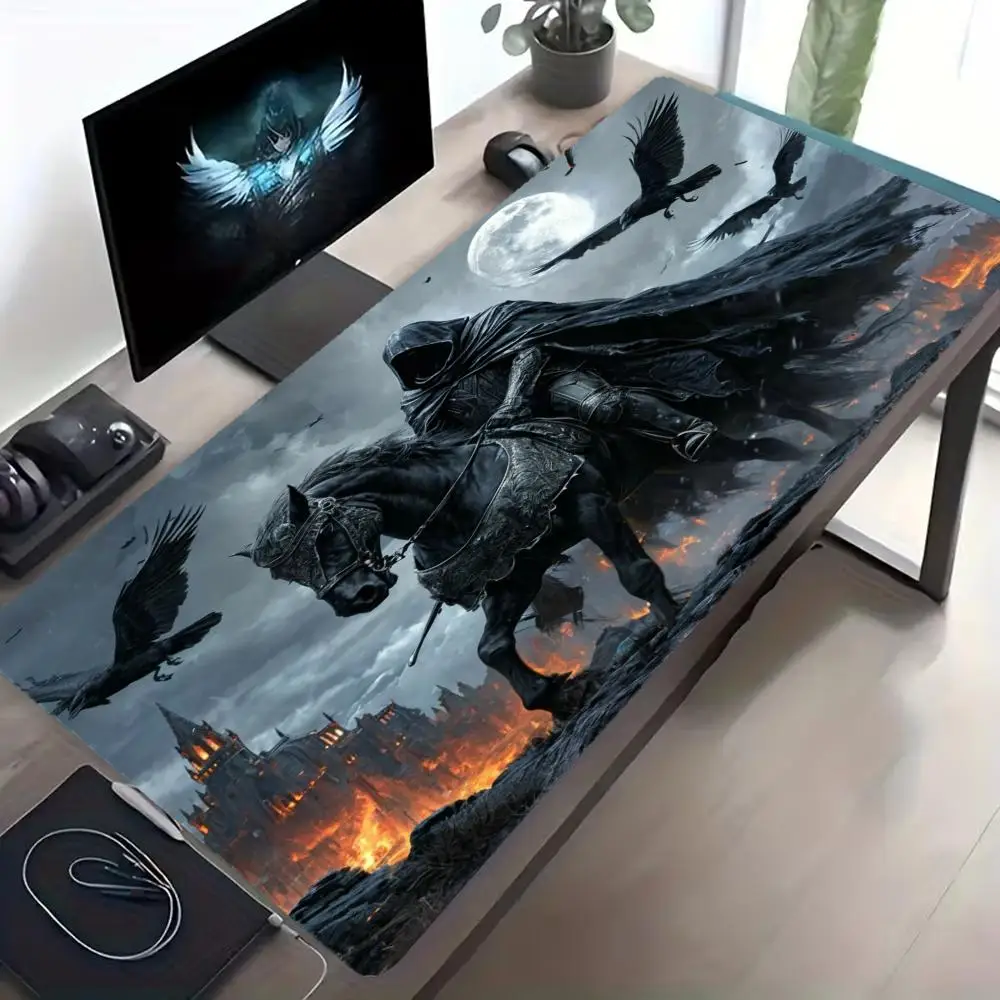 

Dark Knight on Horse Mouse Pad - Gothic Fantasy Gaming Desk Mat