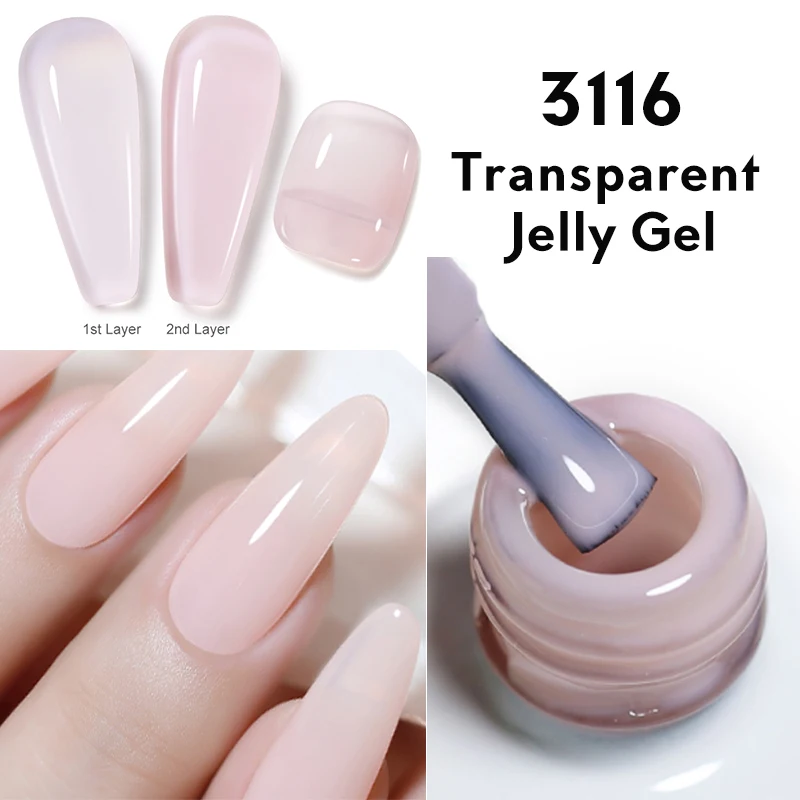 Clou Beaute 15ml Jelly Nude Gel Nail Polish Vernis Semi transparent Color Amber Gel UV White Clear Nail Art Varnish Manicure