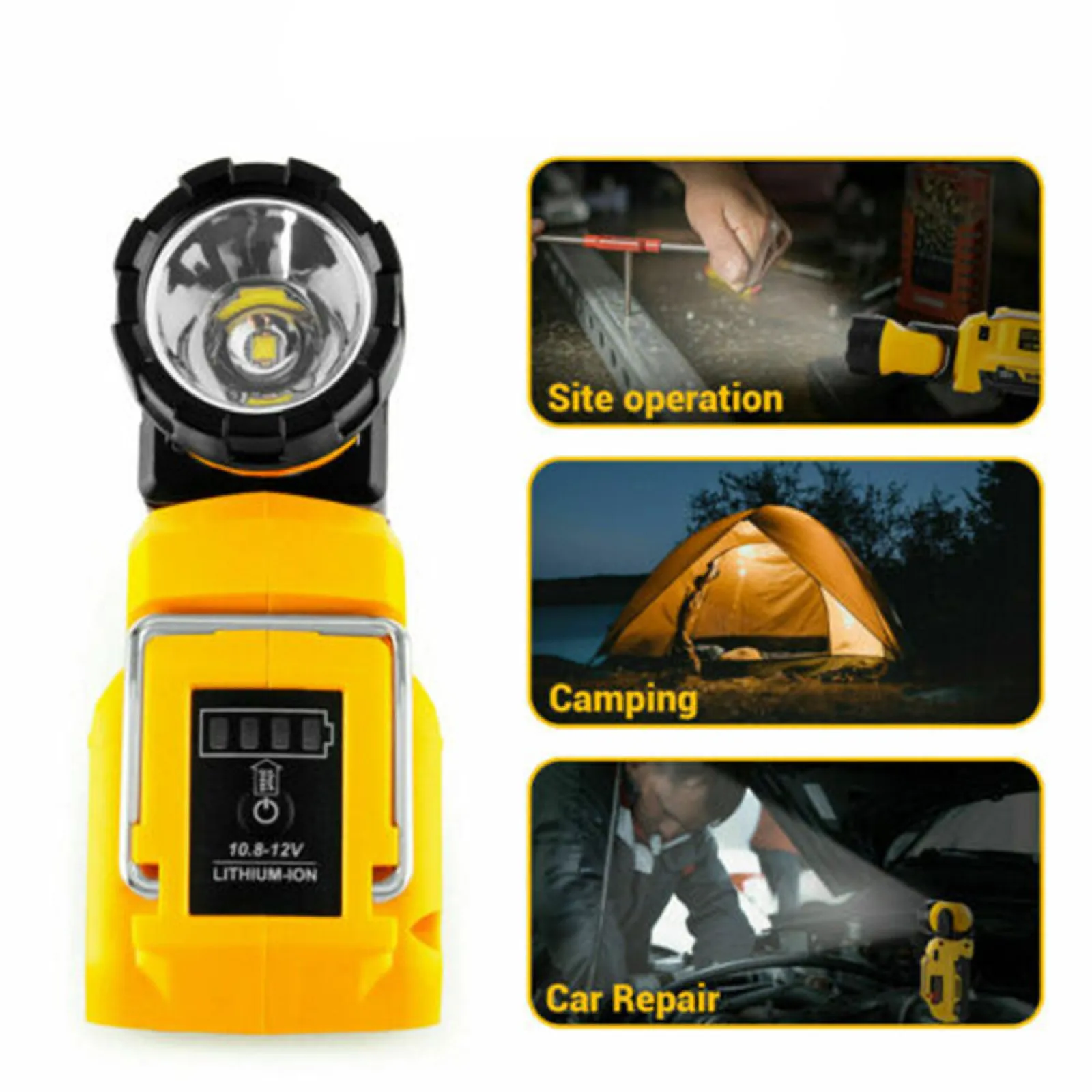 For DeWalt Rotatable Head Small Flashlight Handheld LED Work Light Adapter With USB Charger For DeWalt 10.8V-12V Li-Ion Battery