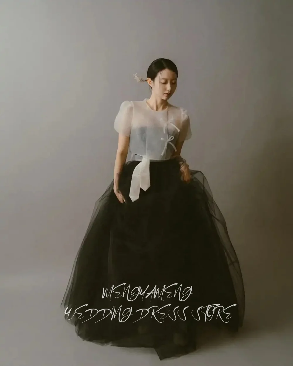 ZHUISHU Classic Korean Wedding Dresses O Neck Short Sleeves Photo Shoot Bridal Gowns Floor Length A Line Corset Free Customized