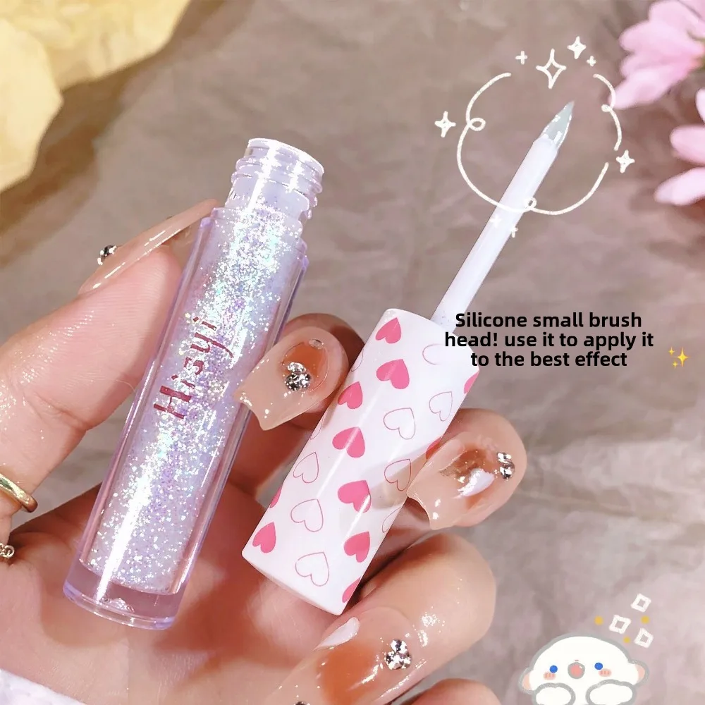 6-Farben-Herz-flüssiger Lidschatten, Glitzer-Pailletten, Seidenraupe, Perlglanz, aufhellend, ultrafein, glänzend, funkelnder Textmarker, Kosmetik