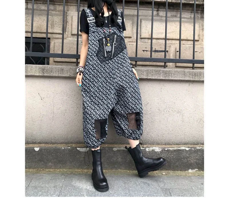 Ultra dünne Overalls für Frauen übergroße ärmellose Spiel anzüge einteilige Outfits Frauen drucken lässige Capri hosen im koreanischen Stil