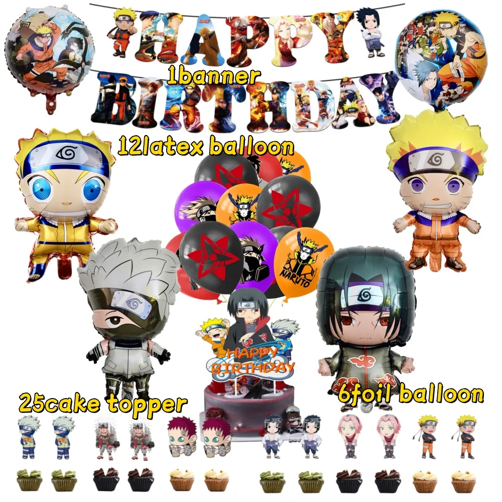 Globos de Látex de Naruto de 12 Pulgadas, Globos de Látex para Decoración de Fiestas de Cumpleaños, Pancarta de Feliz Cumpleaños, Decoración de Pastel de Héroes de Anime para Niños, Juguete de Regalo