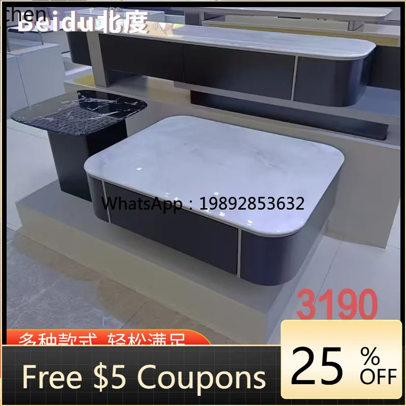 Minimalist Coffee Table Square Furniture Vintage Style Home Use Extendable Simple Wabi-Sabi Style Round Coffee Table