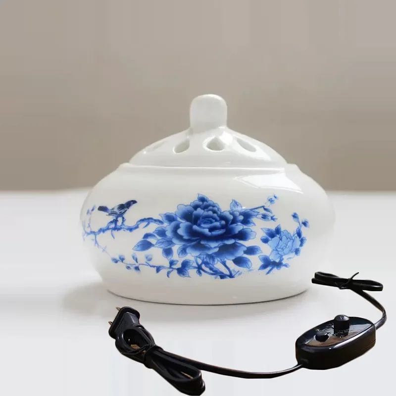 Y 220V Timed Temperature Regulation Incense Burner Ceramic Tea Warmer Electric Essential Oil Lamp for Home Decoration Ornaments