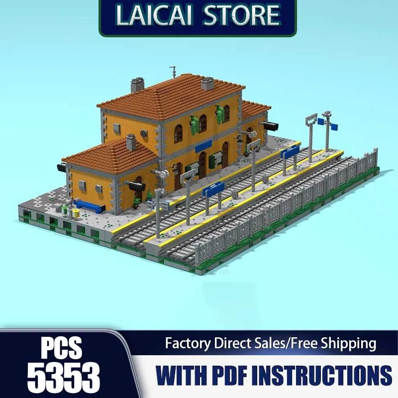 

Конструктор Moc Building Bricks: Итальянская станция среднего размера, технологичные блоки, подарки, набор для сборки, игрушки для строительства городских улиц, сувенирный набор