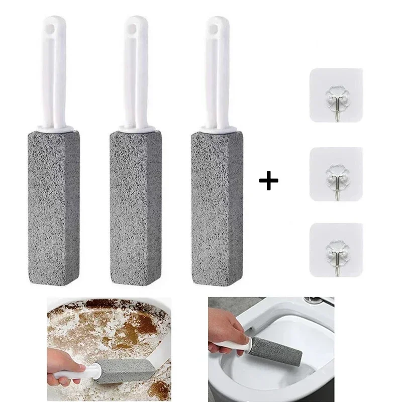 Toilet Cleaner Stone Toilets Brush Natural Pumice Stone Bathroom Cleaning Brush Cleaning Stone with Long Handle Bathroom Gadgets