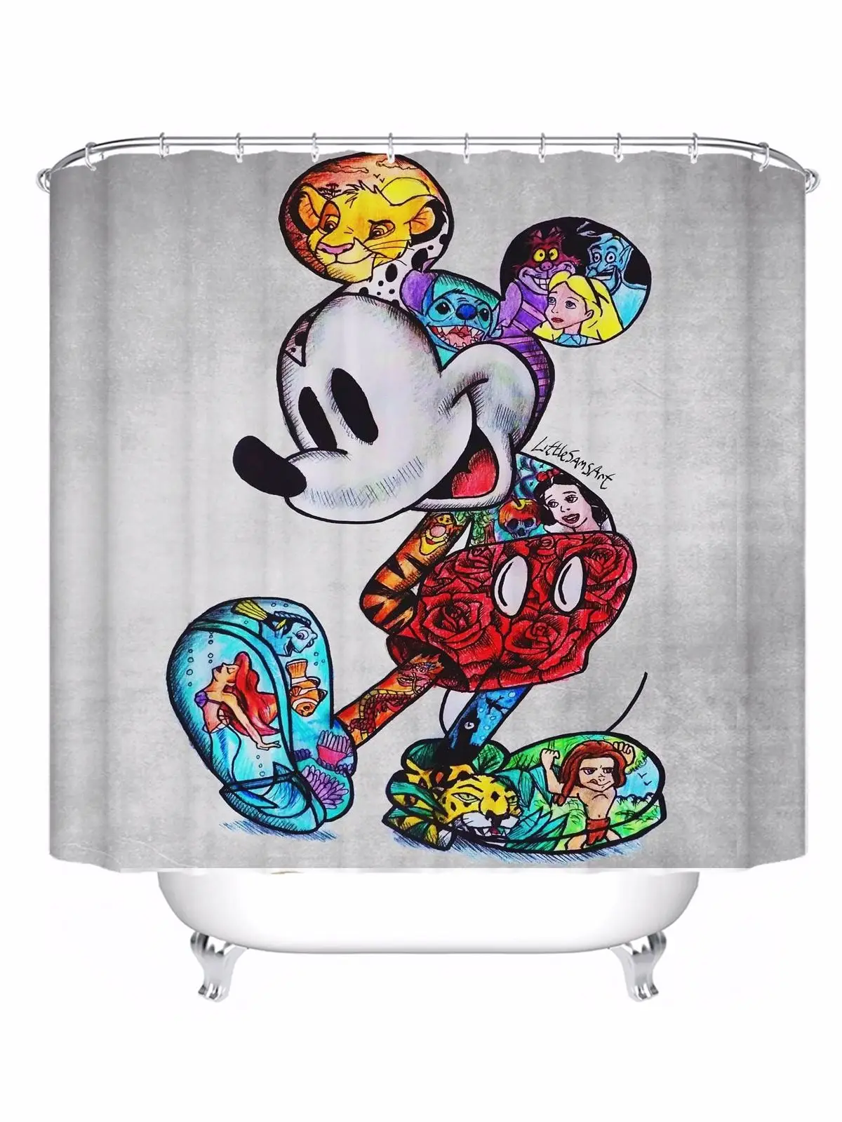 Mickey Bathroom Accessories Shower Curtain Sets Full Set Decorations And Curtains For Waterproof Anime