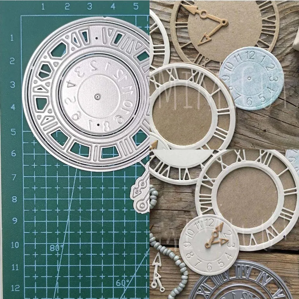 Zegar okrągła ramka wykrojniki do metalu szablony wycinane dla majsterkowiczów Scrapbooking papier do albumu tłoczenie kartek