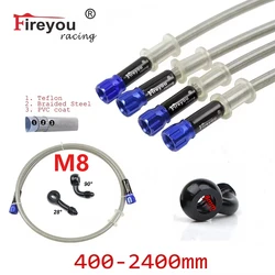 Braided Brake Hose Motorcycle AN3 Hydraulic Clutch Tube Master Cylinder Brake Oil DOT Pipe Reinforced ATV Dirt M8 Banjo screws