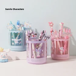 Kawaii Miniso Cinnamoroll My Melody Kuromi Rotating Pen Holder Cartoon Large Capacity Storage Box Makeup Brush Storage Box