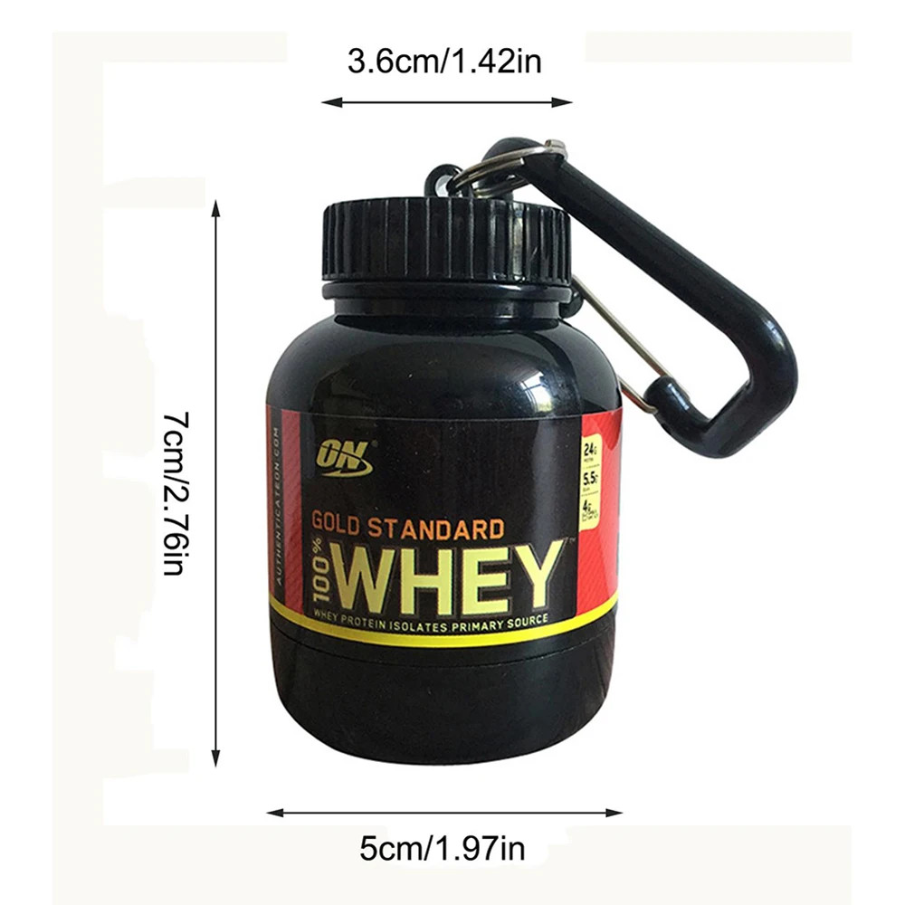 Portable 100ML/3.4OZ Protein Powder Bottle with Keychain Mini Health Funnel Medicine Box Container Outdoor Camping Container