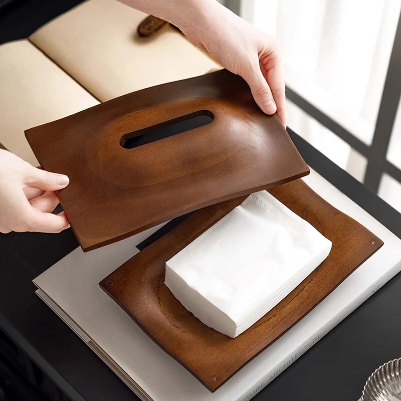 Luxury Walnut Tissue Box Cover Wooden Tissue Holder Napkin Case for Table Home Decoration Hotel Restaurant