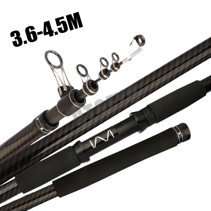 

3.6M-4.5M Telescopic Fishing Rod Carbon Portable Spinning Fishing Pole for Boat Saltwater Freshwater Surfcasting Baitcasting R