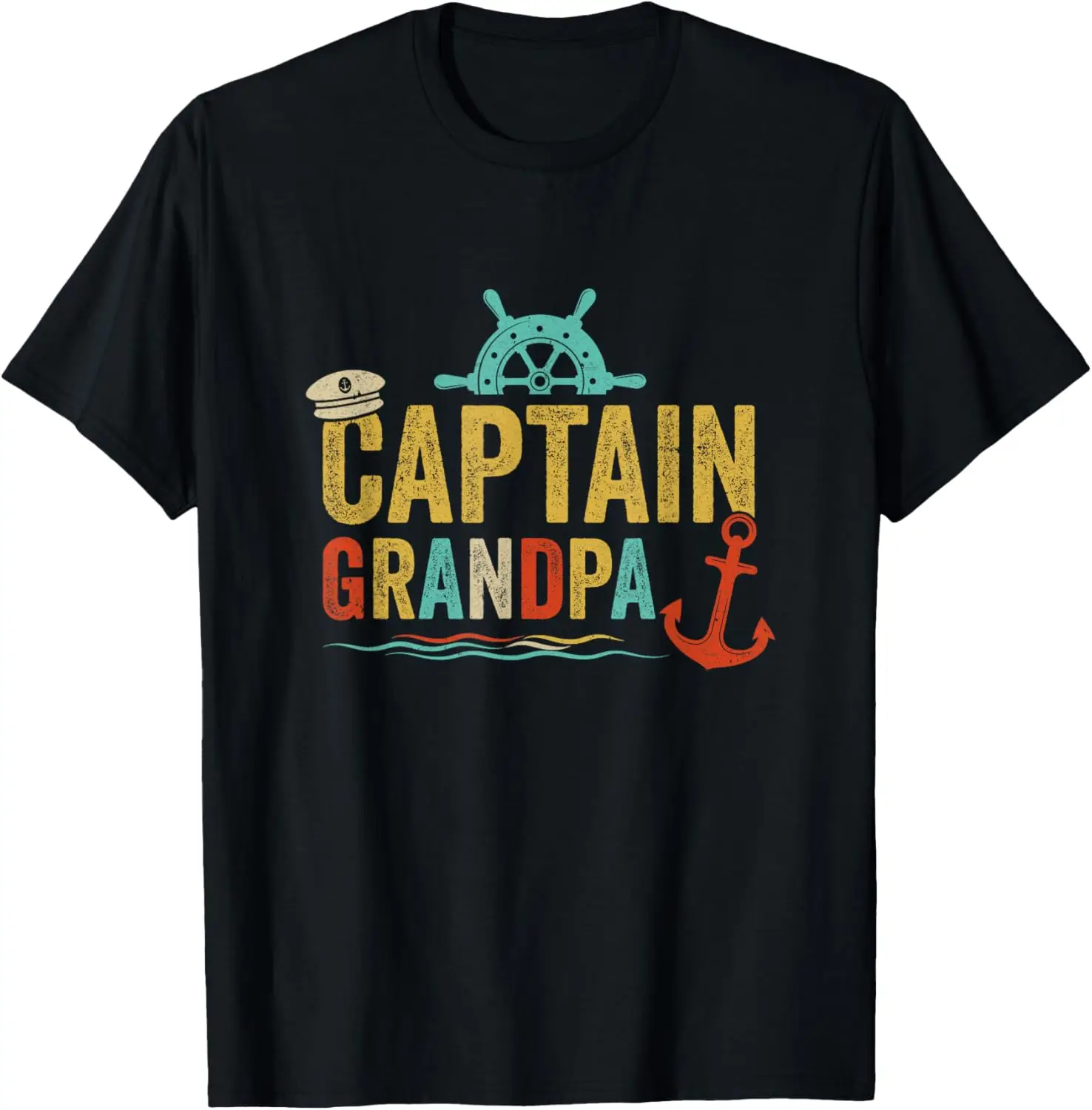 

Captain Grandpa Pontoon Lake Sailor Fishing Boating For Men T-Shirt