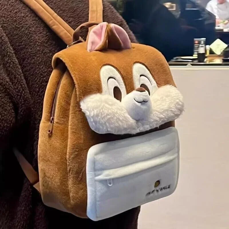 Chipmunk Chip Dale Plush Backpack Women's Chichititi Cartoon Backpack Large Capacity Backpack Travel Bag cute Doll School Bag