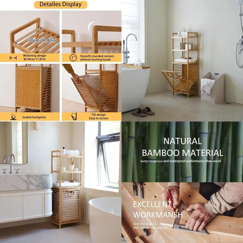 

3-Tier Laundry Hamper with Tilt-Out Basket for Compact Storage in Laundry Room, Bathroom, and Guest Room