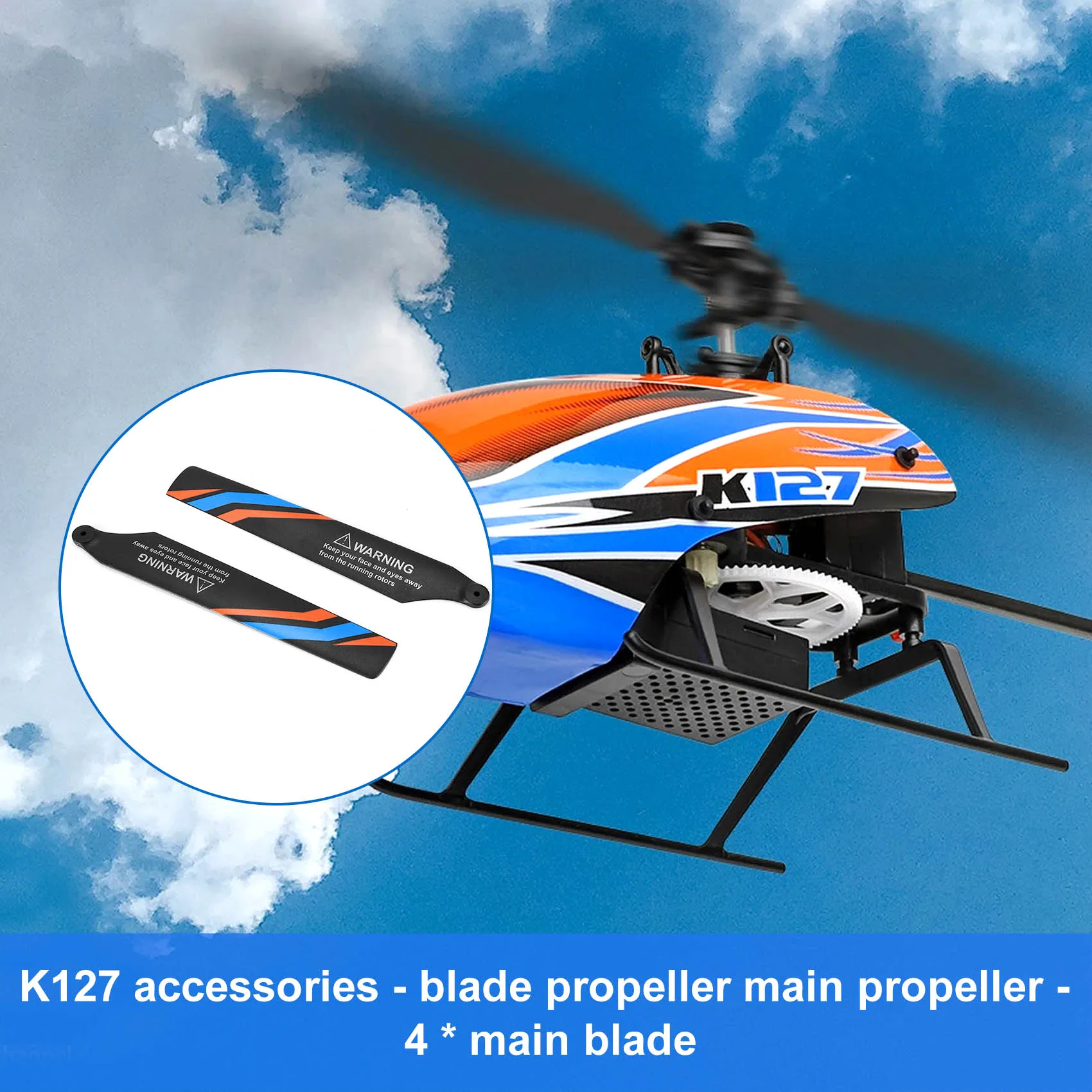 A84F-4Pcs Main Blade Propellers For Wltoys XK K127 RC Helicopter Airplane Drone Spare Upgrade Parts Accessories