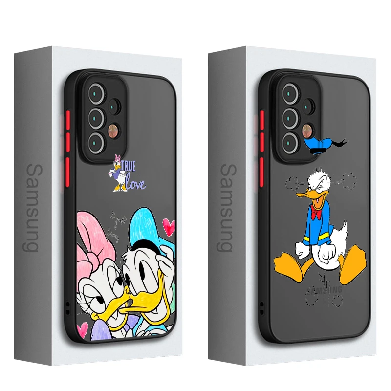 Disney Cute Donald Duck For Samsung Galaxy S24 S23 S22 S21 S20 S10 Note 20 10 FE Plus Ultra Lite Frosted Translucent Phone Case