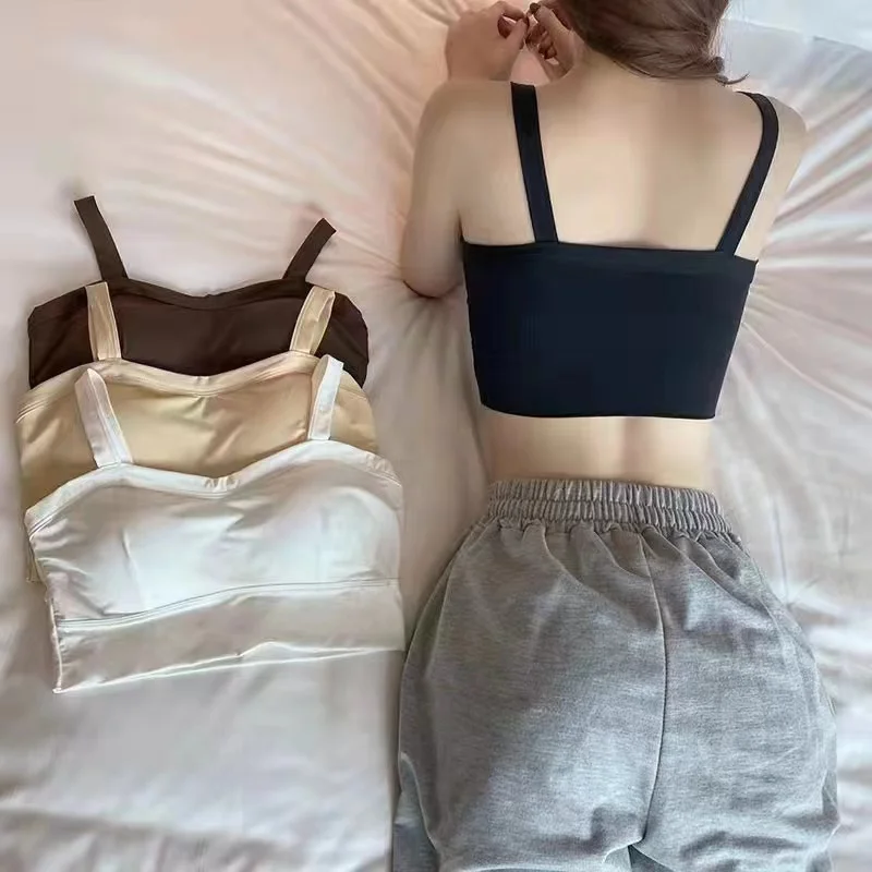 Summer Ice Silk Seamless Women's Bralette Prevent Exposure Strap Top Thin Vest Student Girl Wrap Chest Breathable Underwear