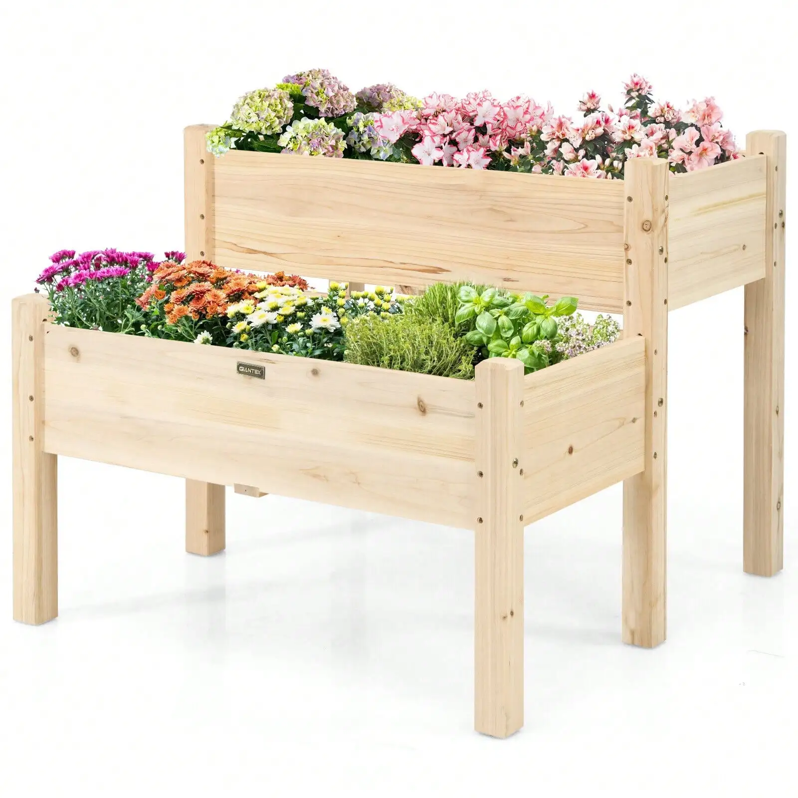 

2 Tier Raised Garden Bed Elevated Planter Box w/Legs Drain Holes