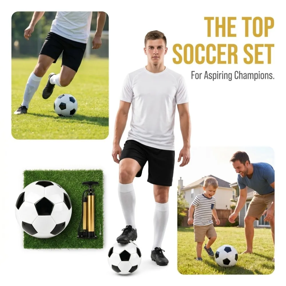 

3pcs PVC Cover Soccer Ball Stitched Panels Black White Pattern Training Ball Inflated Ball Size 4 Match Ball Youth Play