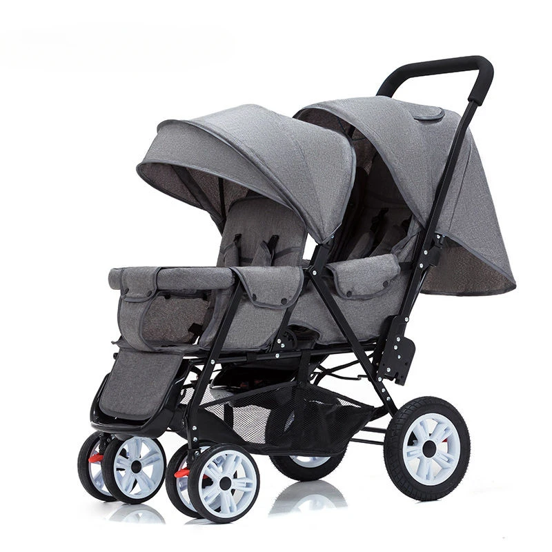 Front and Rear Seat Twin Stroller  Double Lightweight Folding Children's Stroller High Landscape Stroller Foldable Baby Carriage