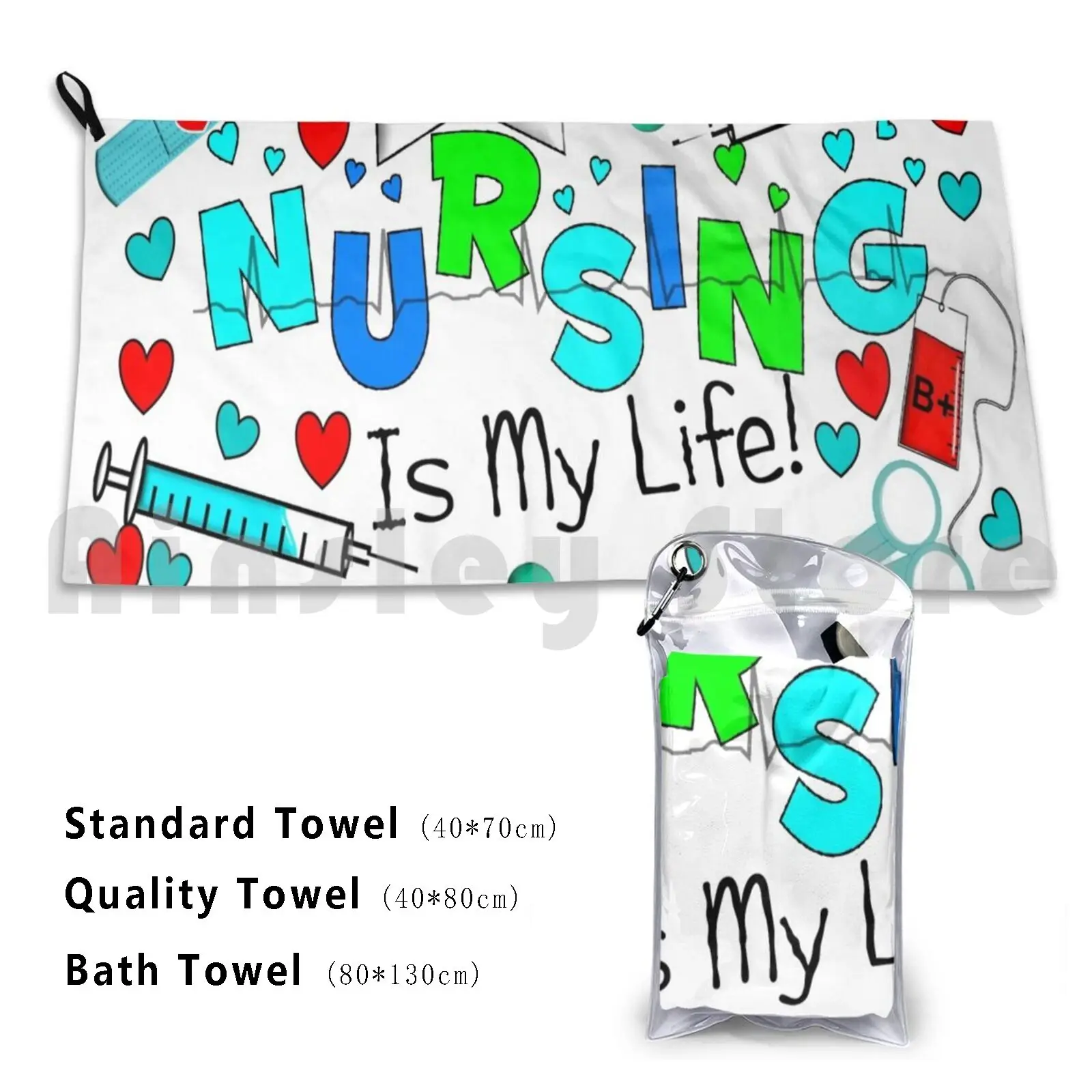 Nursing Is My Life Custom Towel Bath Towel Nurse Registered Nurse Practical Nurse Icu Nurse Student Nurse