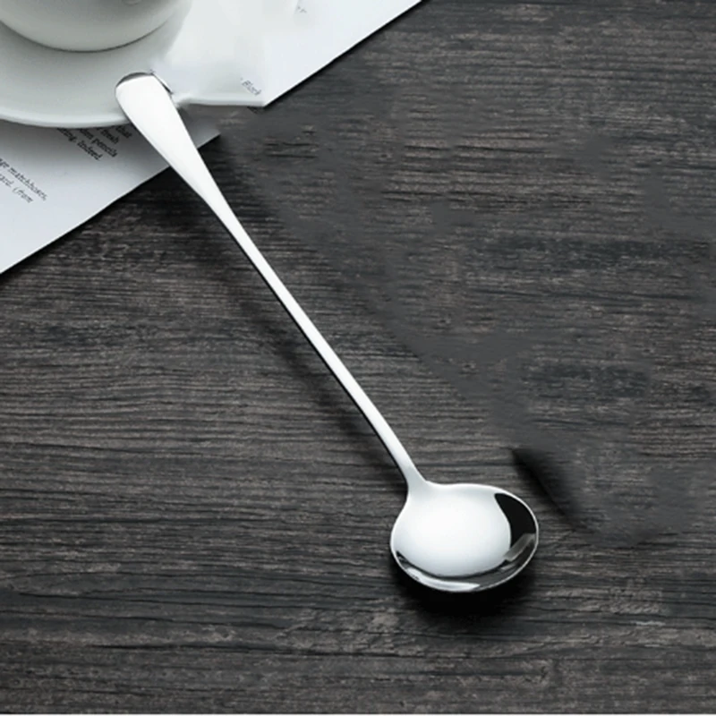 Stainless Steel Ice Round Spoon Kitchen Utensils Set Hotel Family Dining Spoon Multifunctional Ice Round Spoon Mirror Round A1