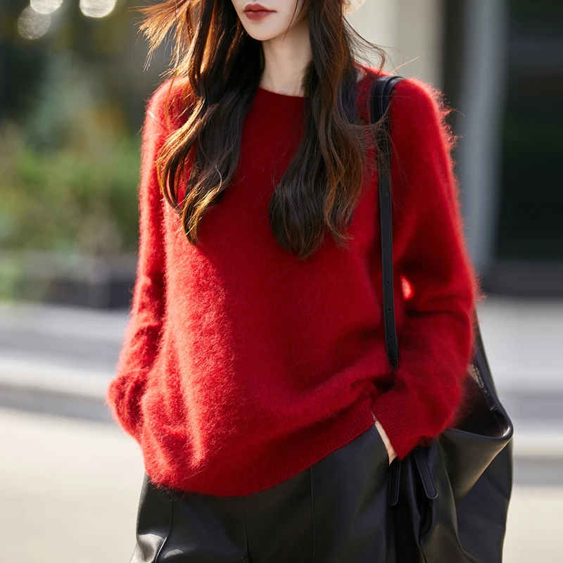 

2025 New Women Sweater O-neck Autumn Winter Basic Pullover Warm Casual Pulls Jumpers Long-sleeved Solid Knitwear Bottoming Shirt