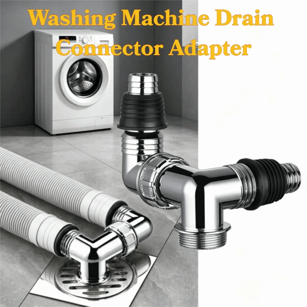 1Pc ABS 2-in-1 Washing Machine Drain Cover Connector Odor-proof, Overflow-proof, Three-way Universal Bathroom Drain Adapter