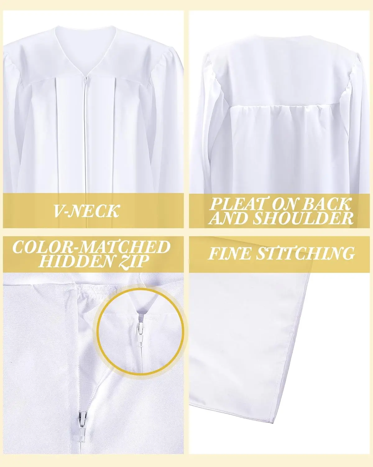 Robes de chorale mates unisexes, pour église, robe de remise de diplôme de baptême blanche, Costume de juge de chaire de Confirmation pour adultes, vente en gros