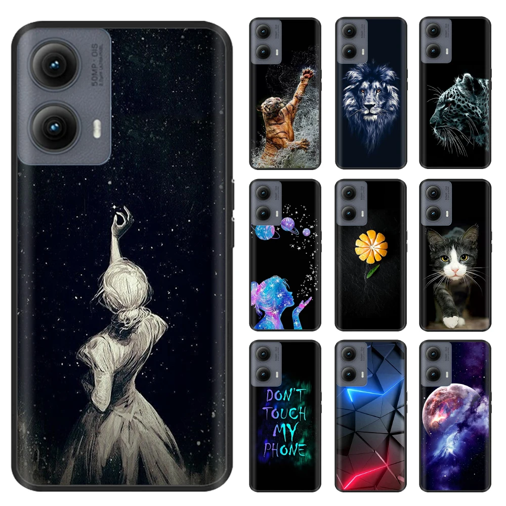 

Painted Cover For Moto Edge 2024 5G Case Soft Black TPU Silicone Phone Back Cover for Motorola Edge gen 5 Shockproof Shell Cases