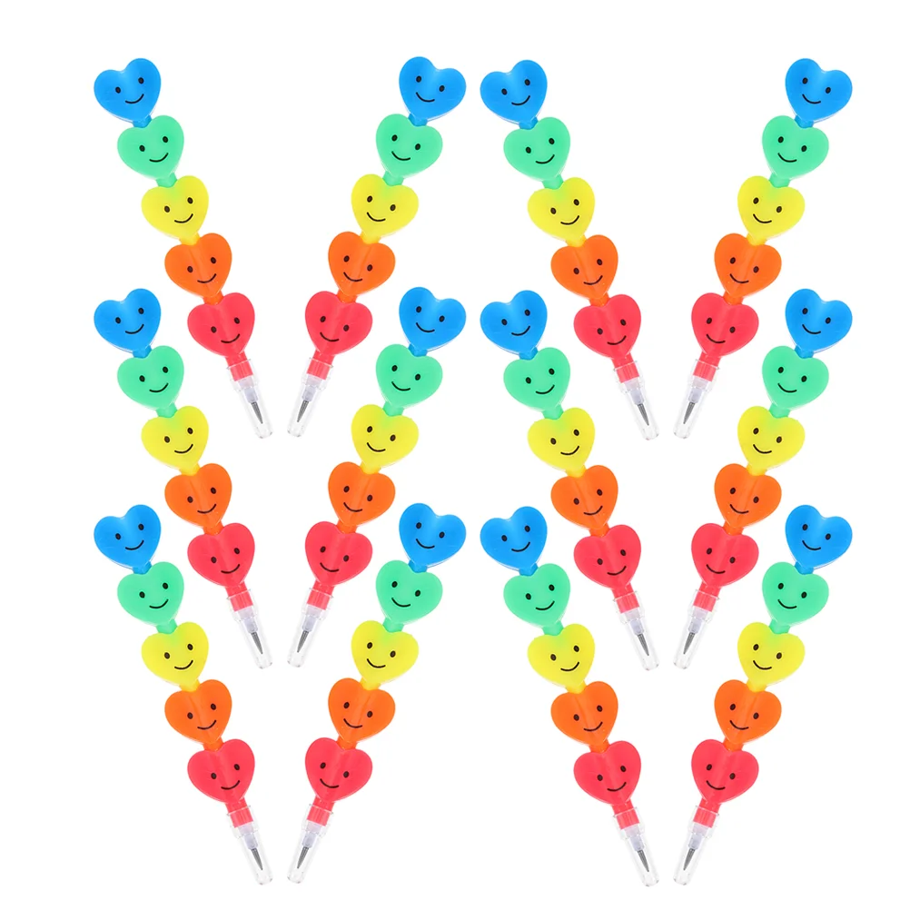 25 шт. карандаш в форме сердца, штабелируемые карандаши с героями мультфильмов, милый почерк, креативный пластик для детей, студентов