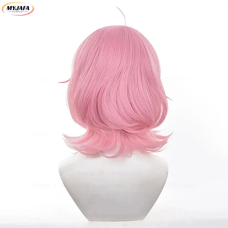 CyAira Shiratori Cosplay Wig Anime Dandadan Pink Short Momo Ayase Heat-resistant Fiber Hair Wigs+ Wig Cap