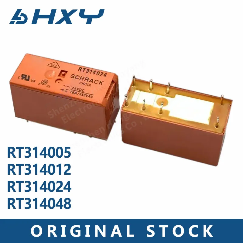 5Pcs/Lot RT314 8Pin 16A 250VAC Relays 5V 12V 24V 48V DC RT 314005     RT 314012     RT 314024     RT 314048     SPDT 1 Form C