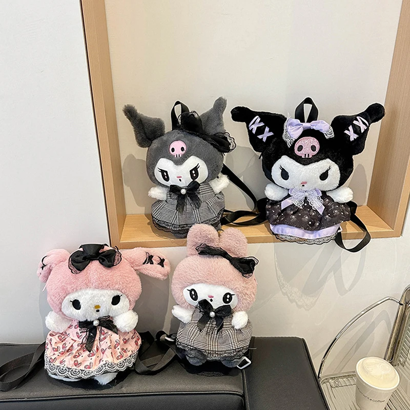 

Плюшевый Рюкзак Plushie Sanrio Kuromi My Melody, сумка через плечо, большая емкость, кавайная плюшевая набивная кукла-животное, детская игрушка, подарок