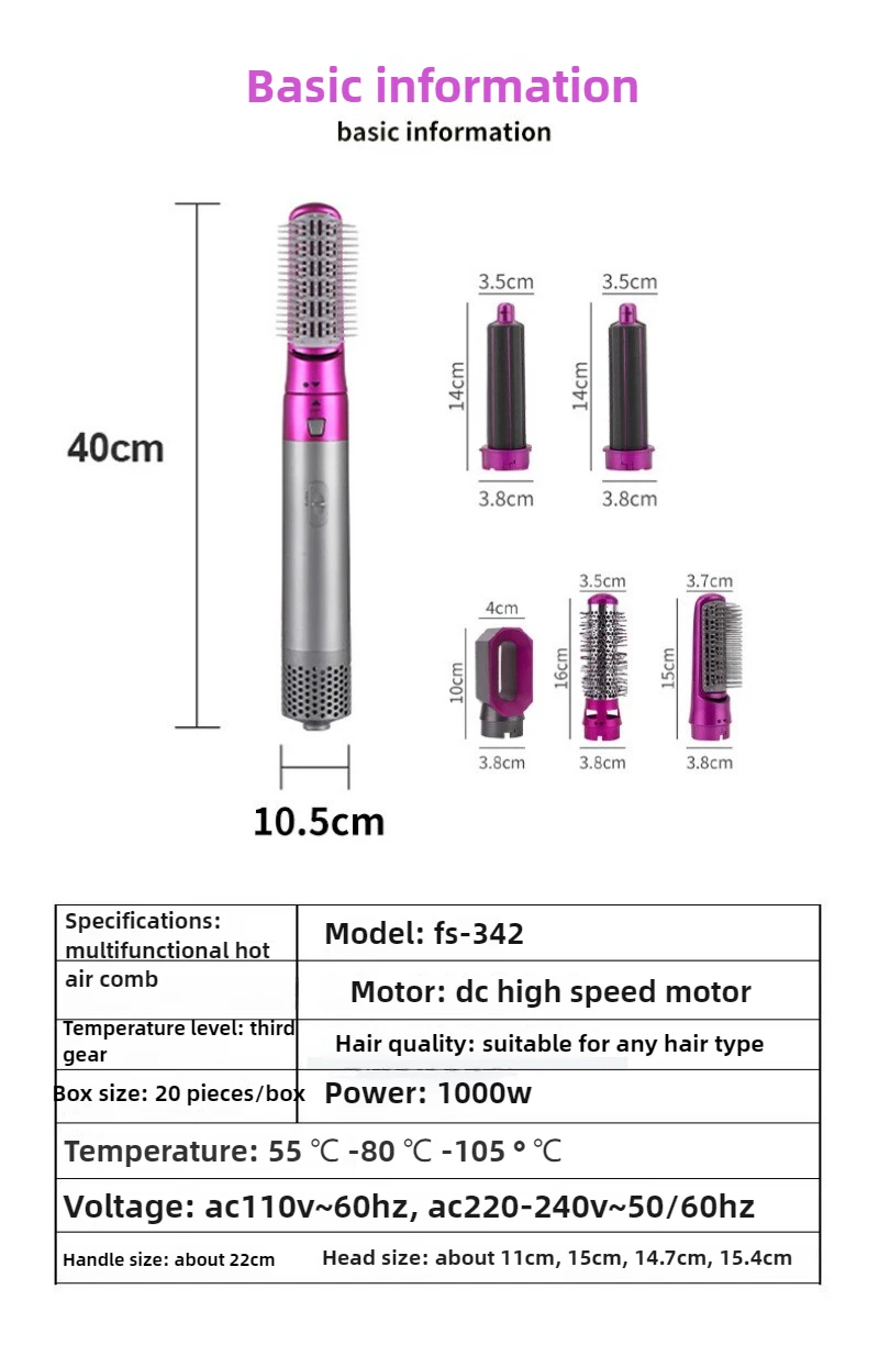 1000W High-power 5-in-1 Hair Dryer Multi-functional Hair Cutting Tool Dual-purpose Automatic Curling Iron Negative Ions Dryers