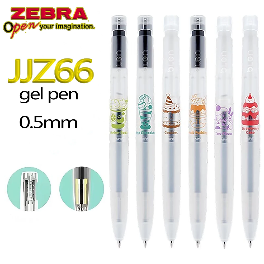 

Новая японская гелевая ручка ZEBRA JJZ66 Blen (1 ручка + 5 сменных стержней), роллер, нажимная, 0.5 мм, черные чернила, для школы, милые канцелярские принадлежности