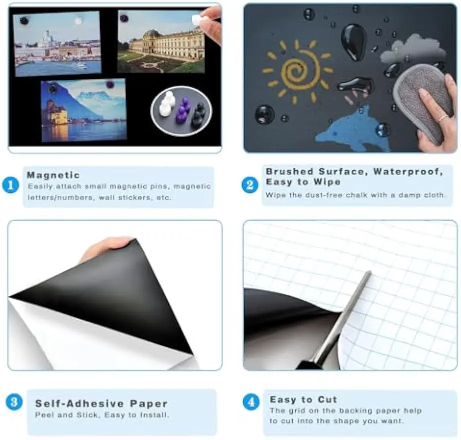 Rolo de papel de parede de quadro magnético autoadesivo 48x24 polegadas com kit inicial para decoração de casa