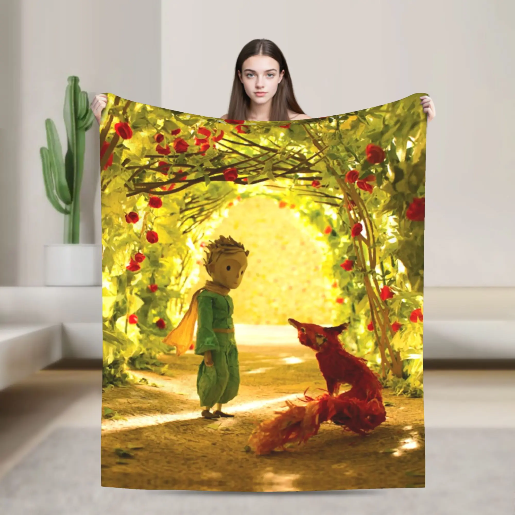 

Одеяло «Маленький принц», фланелевое одеяло с лисой розой, классические сказочные супер мягкие одеяла для спальни, дивана, спальни, одеяло