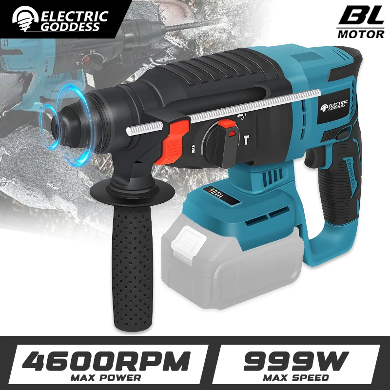 

Electric Goddess Brushless Electric Hammer Drill Multifunctional Rotary Cordless Rechargeable Tool For Makita 18V Battery Pin