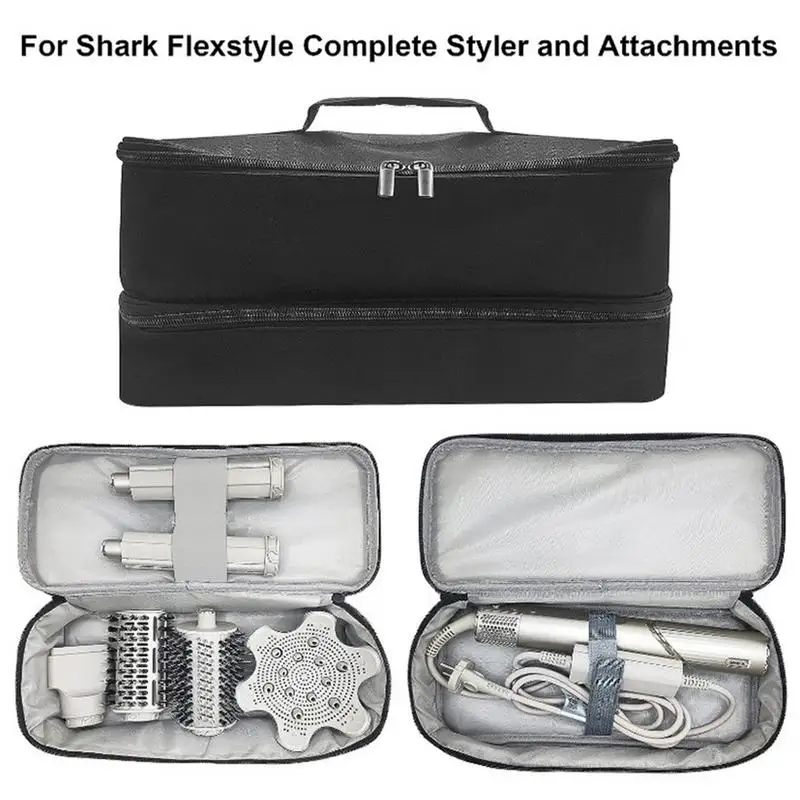 Portable Hair Dryer Case Waterproof Large Capacity Hair Curler Bag Double-Layer for Shark Flexstyle Hair Dryer Hair Straightener