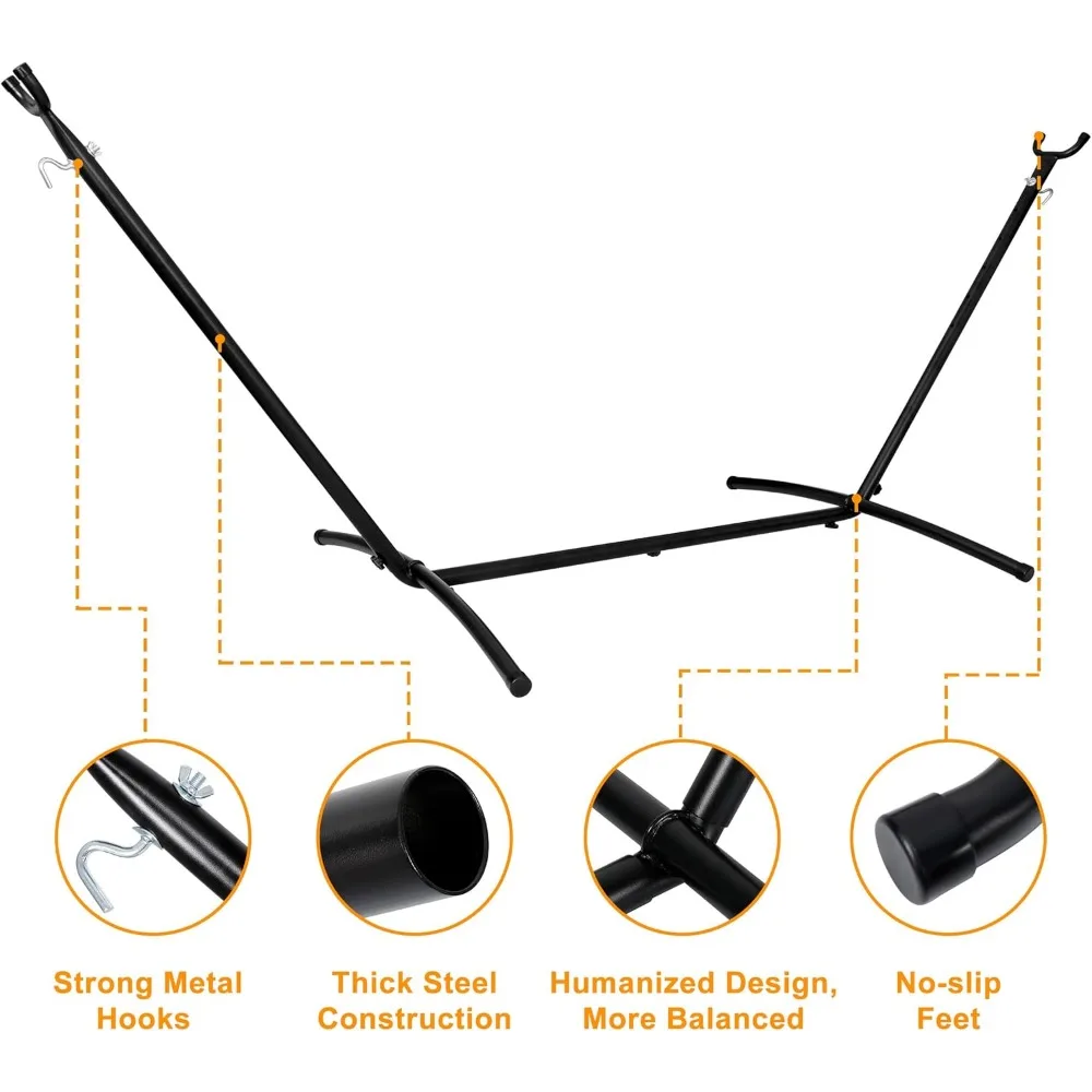 Draagbare 9ft Hangmatstandaard, Heavy Duty 2 Persoons 620 Lbs Capaciteit Stalen Hangmat Frame Met Draagbare Draagtas