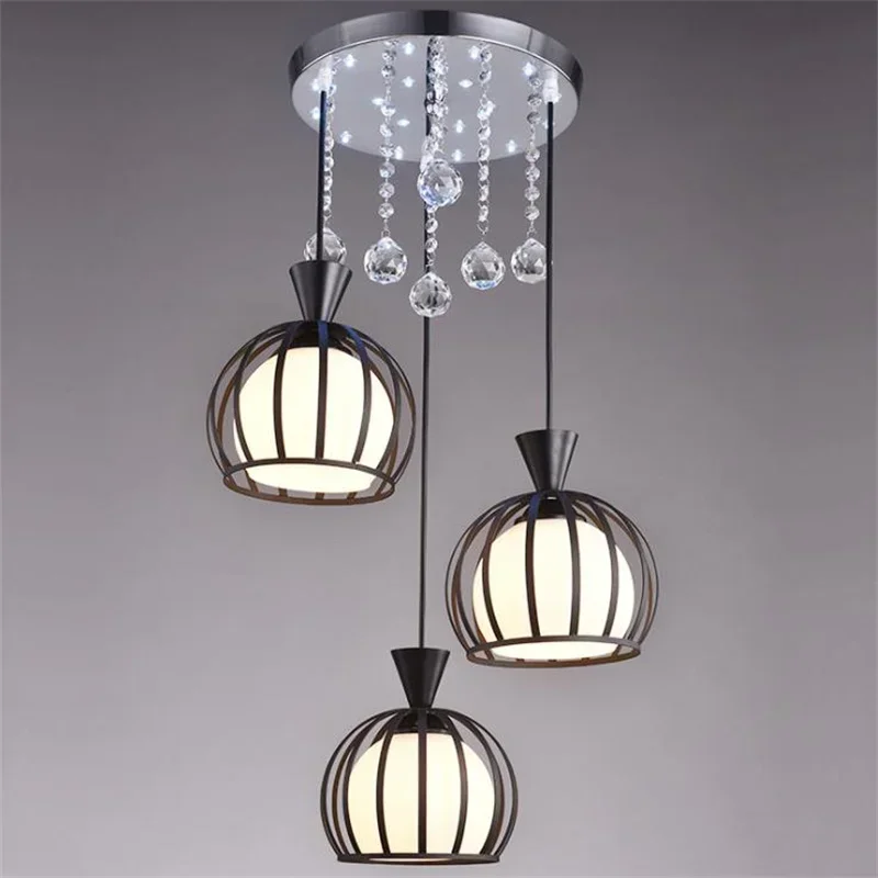 Dining room chandelier three head led meal Pendant Lamp glass round dining room modern simple single head coffee shop bar lamp