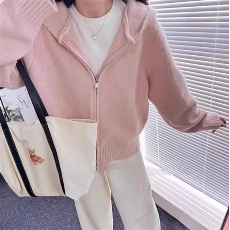 سترة دونغقوان داليانغ النسائية المحبوكة ذات الجودة الممتازة وصلت حديثًا من سترة بغطاء للرأس من Chaoan Long Sve لخريف