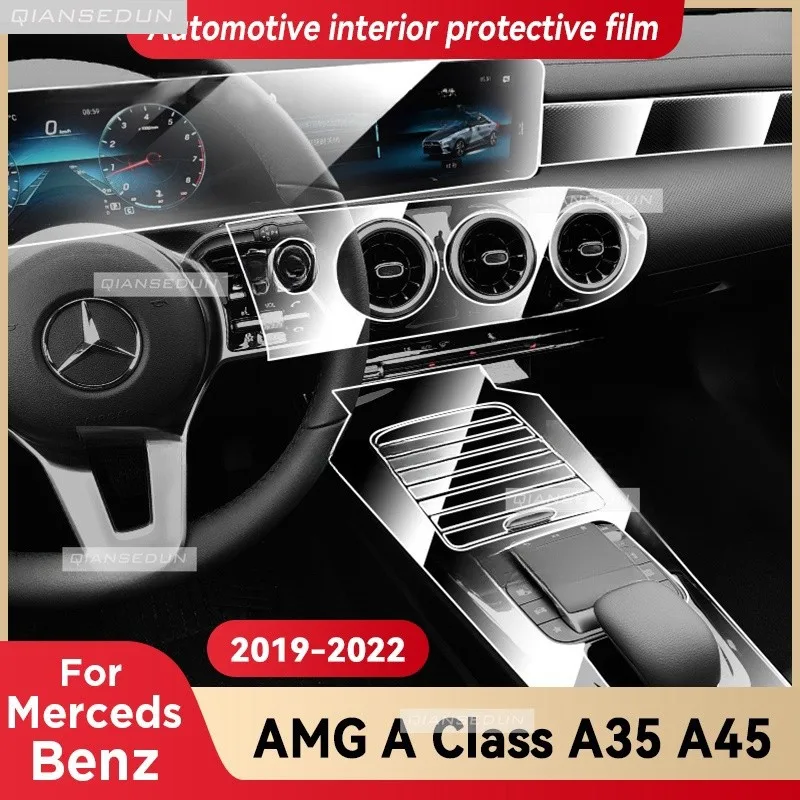 

For Merceds Benz AMG A Class A35 A45 2019-2022 Gearbox Panel Dashboard Navigation Automotive Interior Protective Film