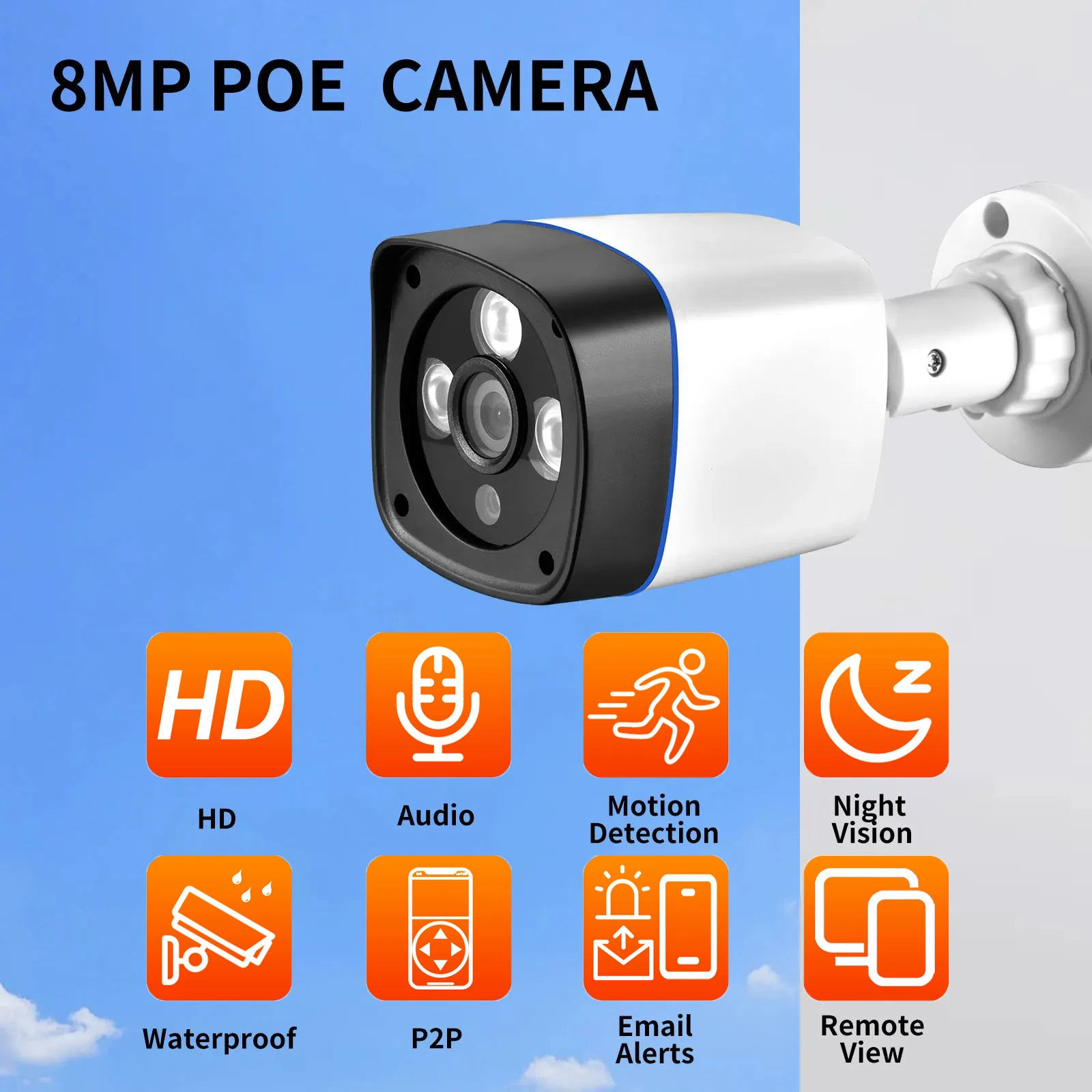 Gadinan-cámara IP HD 4K POE, 8MP, 5MP, 4MP, 3MP, seguridad al aire libre, impermeable, detección humana, alerta de correo electrónico, bala, cámara CCTV, aplicación XMEYE