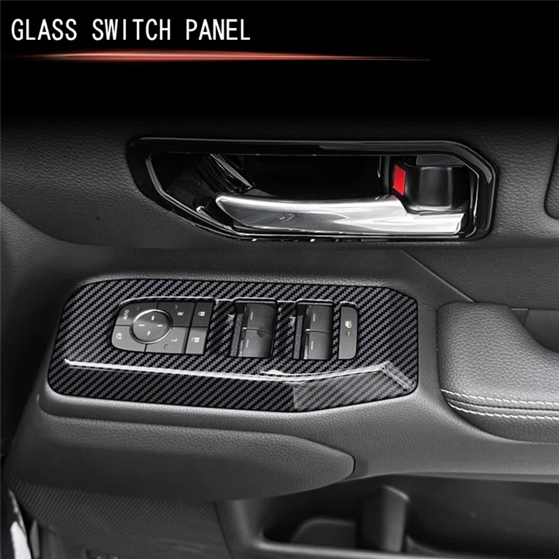 

Car Window Glass Lift Switch Panel Trim Stickers For Toyota Prado LC250 2024 Interior Accessories RHD Carbon Fiber