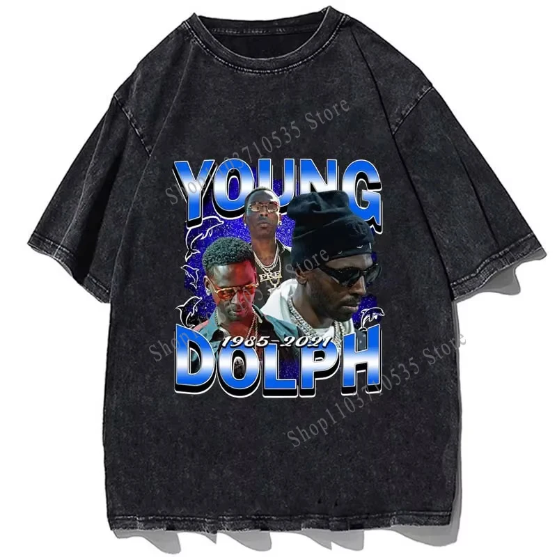 Rapper Young Dolph Printed Tshirt Hip Hop Vintage Bootleg Retro 90s Streetwear Graphic Tee T-shirt Men Cotton Oversize Tops